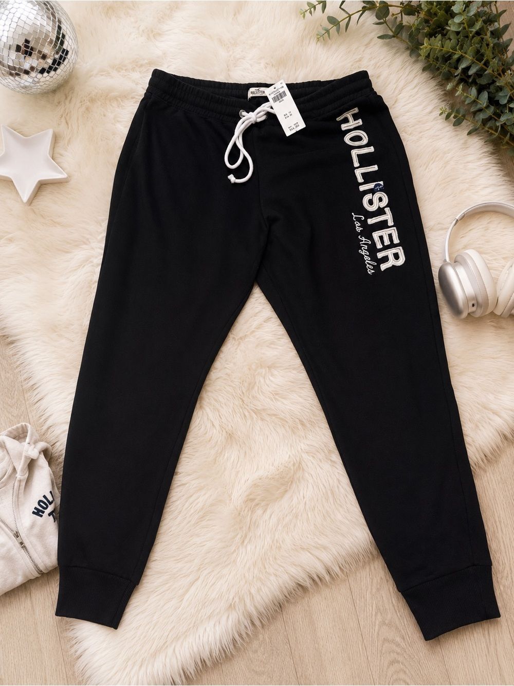 Hollister Y2K Logo Black Jogger Sweatpants NWT Size Large